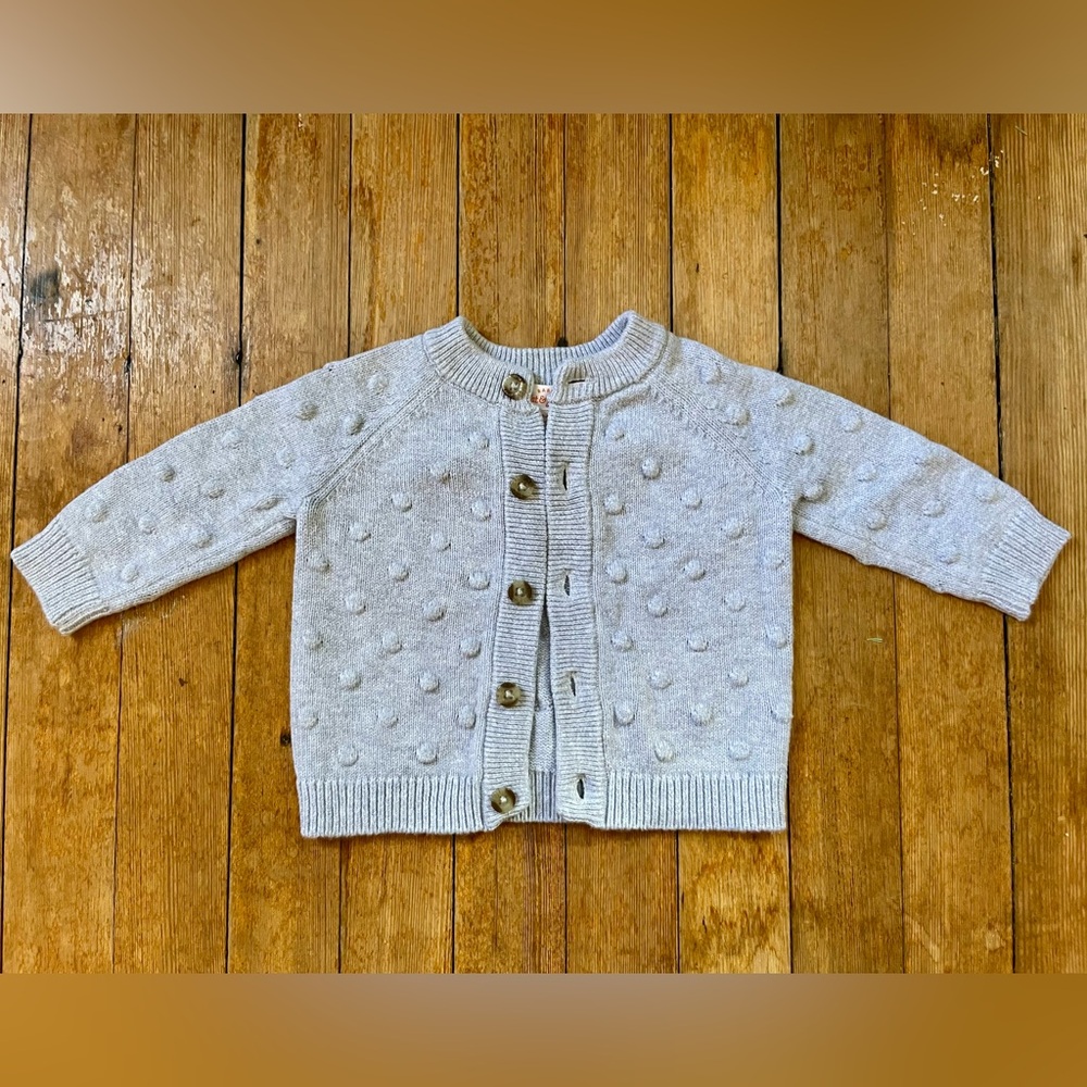 100% Cotton Knit Popcorn Cardigan Sweater 3-6 mo